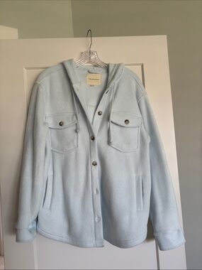 Thread & Supply Light Blue Hooded Teddy Jacket